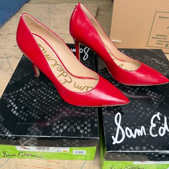Sam Edelman Striking Red Patent Heels - Picture 1 of 10